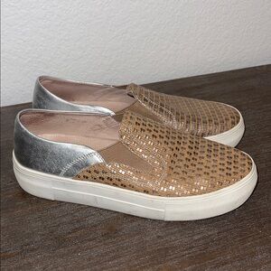 Vince Camuto Tan Woven Slip-On Shoes